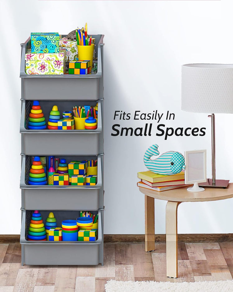 Stackable Storage Bins Open Front for Pantry Storage (4 Count)