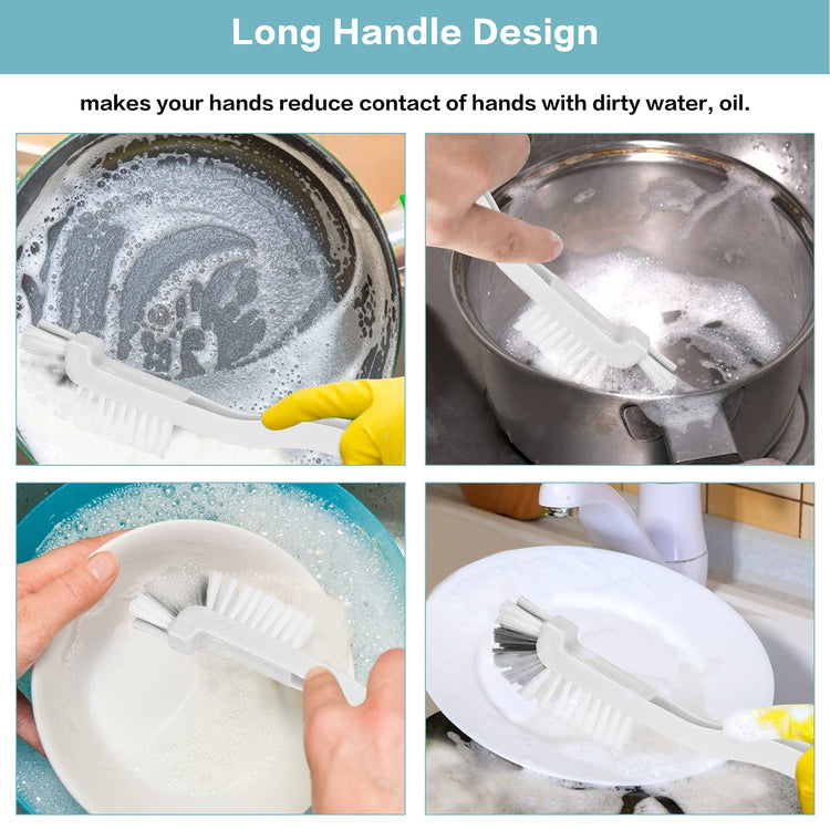 8 Pcs Dish Brush Bottle Bathroom Scrub Brushes Kitchen Cleaning Brush Right Angle Kitchen Brush Sink Household Pot Pan Edge Corners Tile Lines Brush with Stiff Bristles (8 Count)