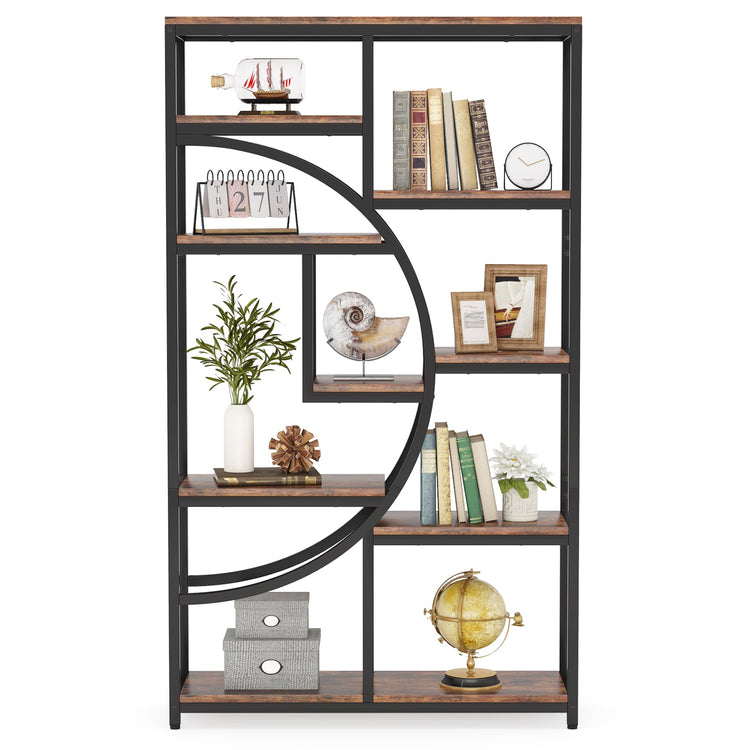 Industrial Bookshelf Bookcase with 9 Open Shelf