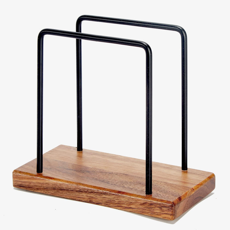 Acacia Wood Napkins Holder with Metal Wire