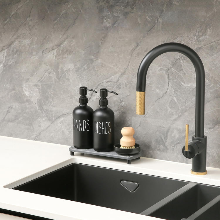 Matte Black Soap Dispenser Set Comes with Stainless Steel Pumps
