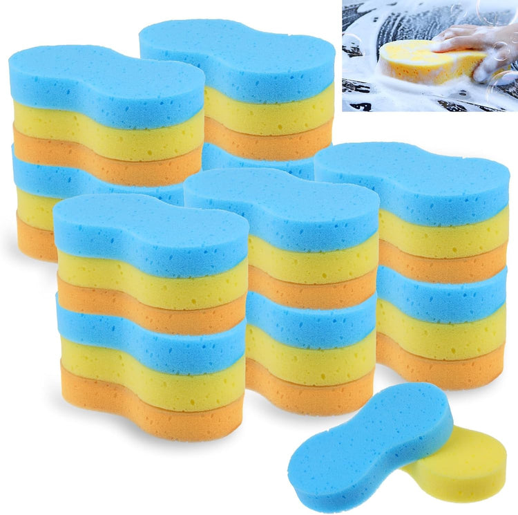 30 Pcs Large Car Wash Sponge, Multi Purpose Car Cleaning Sponge, Non-Scratch Thick Dish Sponge Household Cleaning, High Foam Cleaning Sponge Washing Sponge for Kitchen Bathroom Cars(3 Colors)