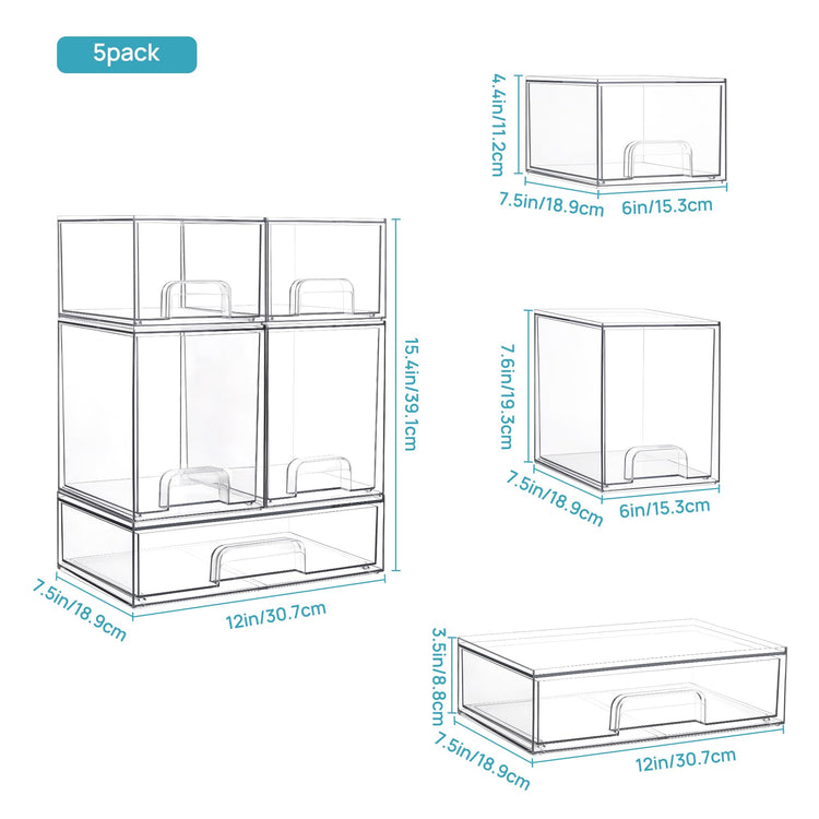 Clear Stackable Storage Drawers Set of 8 (8 Count)