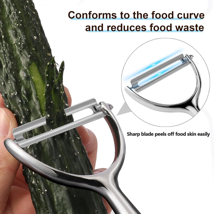 LIIGEMI Effortless Y Peeler with Sharp Stainless Steel Blades for Apples, Cucumbers - Ergonomic Handle for Easy Potato Eye removal, Perfect for Cooking Enthusiasts and Kitchen Novices(silvery)