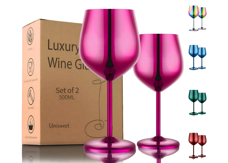 Unbreakable Stainless Steel Wine Glasses Set of 2 (2 Count)