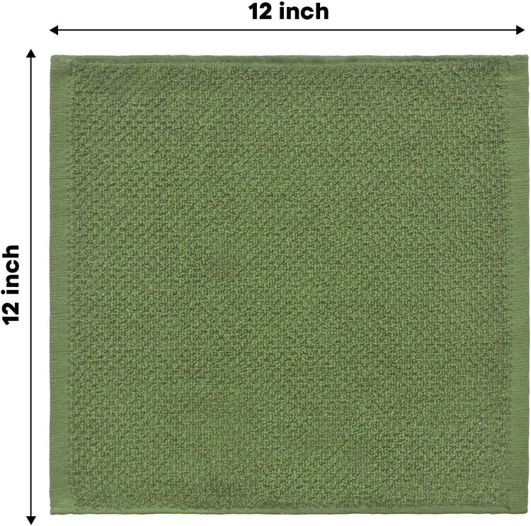 Artoid Mode Ring Spun Cotton Green Dishcloth Kitchen Towels, 12x12 Inch Ultra Soft Absorbent Quick Drying Household Cleaning Kitchen Rags Set of 4 - Nestoria