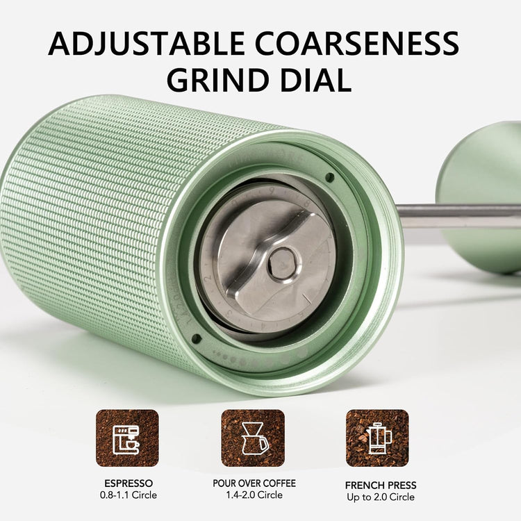 TIMEMORE Manual Coffee Grinder with Stainless Steel Espresso Coffee Bean Grinder Chestnut C3 ESP Internal Adjustable Setting, Double Bearing Positioning Green