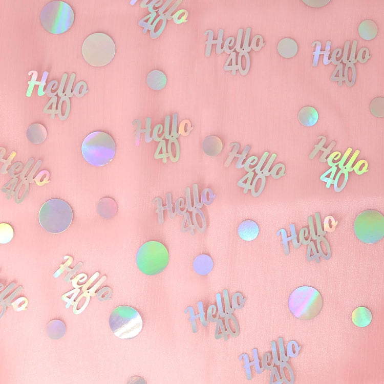 40th Birthday Confetti for Table Iridescent Birthday Party Decorations for Her Circle Dots Hello 40 Women Forty Years Old Birthday Table Scatters Decor Anniversary Party Supplies 300PC
