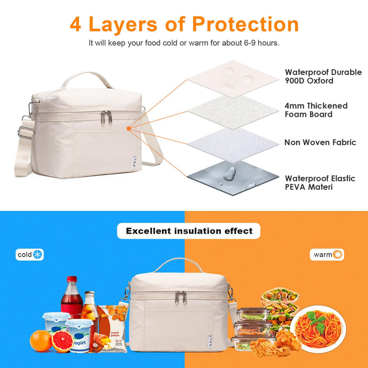NOL 4L Insulated Lunch Bags for Women Cooler Bag Lightweight Nylon Waterproof Lunch Box For Work