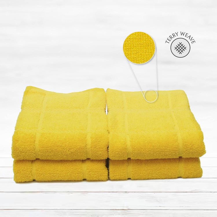 100% Cotton Terry Dish Towels, 4 Pack Plain, 16 x26 Inches, Super Soft and Absorbent Kitchen Towels, Perfect for Kitchen Cleaning and Dish Washing | Yellow - Nestoria