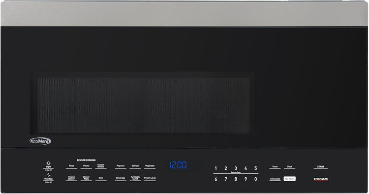 KoolMore KM-MOTSC-16BSS inch Range Microwave Oven with Sensor Cooking, 1,000 Watts and 300 CFM in Stainless-Steel and Black, UL Listed, 30 in./1.6 cu. ft