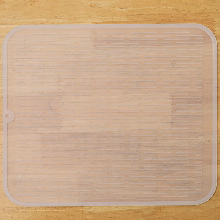 Silicone Dish Drying Mat for Multiple Usage,Easy clean,Eco-friendly,Heat-resistant Silicone Mat for Kitchen Counter or Sink,Refrigerator or Drawer Liner Translucent 2XL 24 inches x 18 inches
