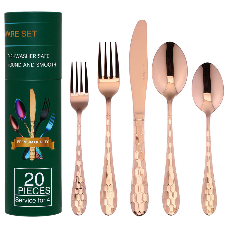 Hammered Silverware Set 20