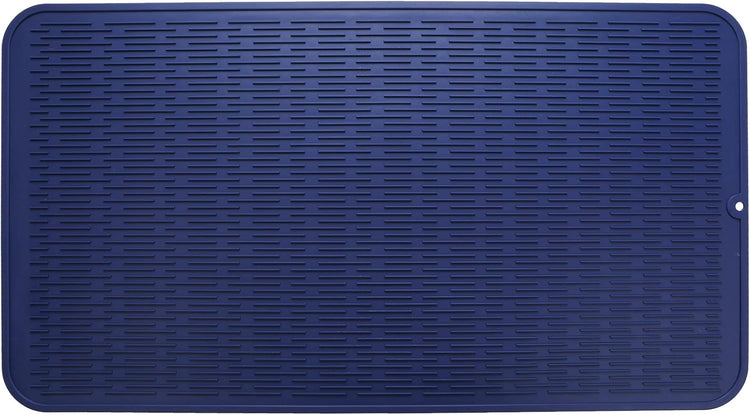 Silicone Dish Drying Mat for Multiple Usage,Easy clean,Eco-friendly,Heat-resistant Silicone Mat for Kitchen Counter or Sink,Refrigerator or Drawer Liner Navy Blue 4XL 32 inches x 18 inches