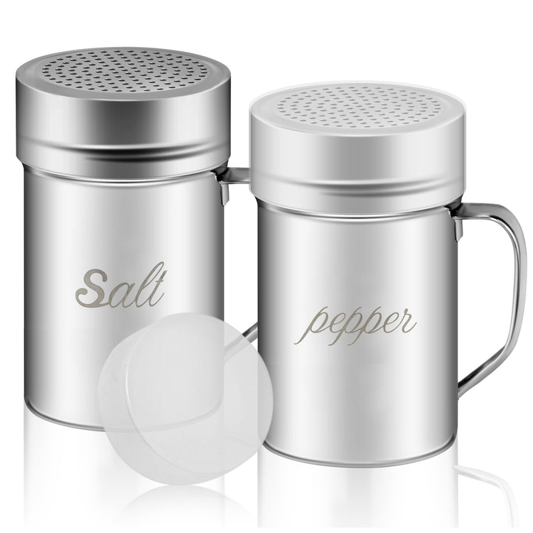 Stainless Steel Salt and Pepper Shakers Set (14 Ounce)