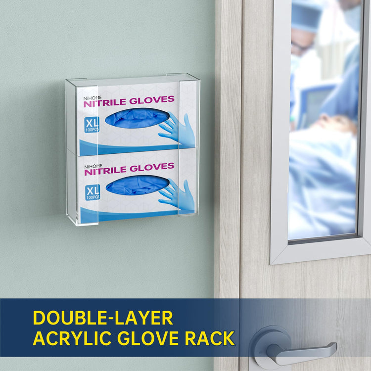 2 Tier Clear Acrylic Glove & Tissue Box Holder Dispenser (2 Count)