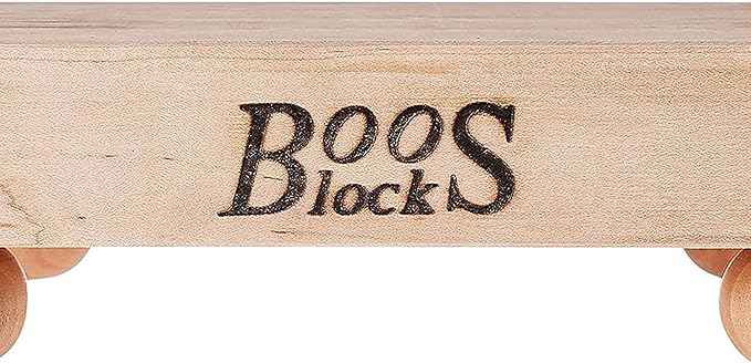John Boos B Series Square Wooden Maple Cutting Board 9”x9” – 1.5” Thick, 3.7-lb Non-Reversible Butcher Block with Wood Bun Feet & Edge-Grain