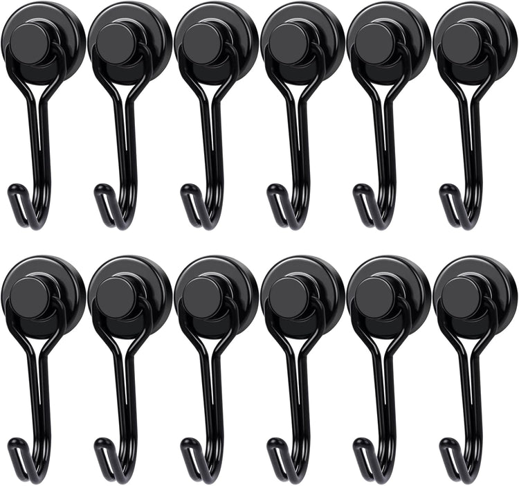 E BAVITE Swivel Swing Magnetic Hooks, 30LB(12pack) Refrigerator Magnet Hook,Strong Neodymium Magnets, Perfect for Refrigerator and Other Surfaces,60mm(2.36in) in Length