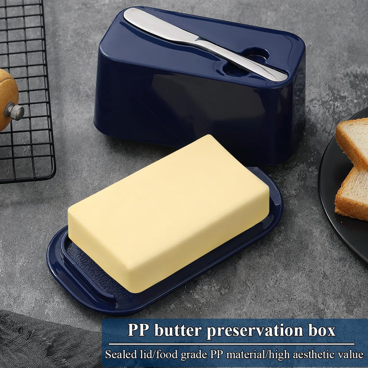 Butter Dish with Lid for Countertop and Refrigerator Door Shelf with Butter Spreader Knife