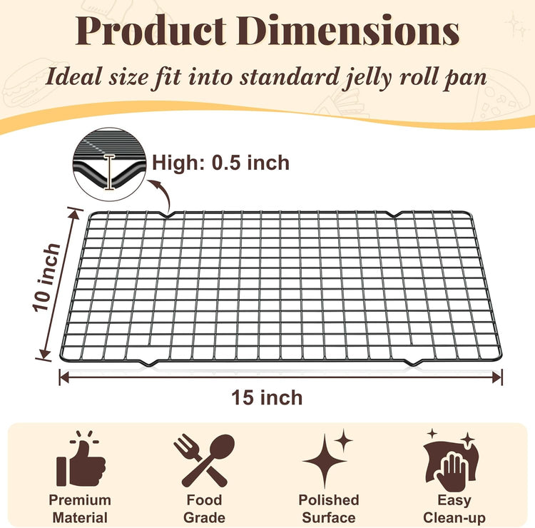 Cooling Racks for Cooking and Baking - 2 PCS 10" x 15" Grid Wire Baking Rack for Oven Cooking, Baking, Grilling, Roasting -Dishwasher Safe Bacon Rack- Fits Jelly Roll Cookie Sheet Pan - Nestoria