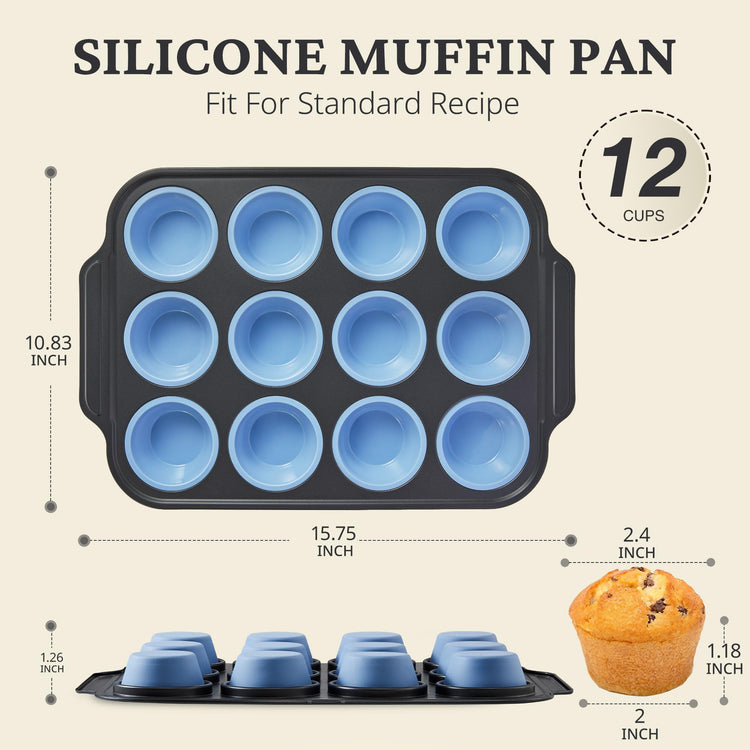Silicone Muffin Pans for Baking with Metal Frame