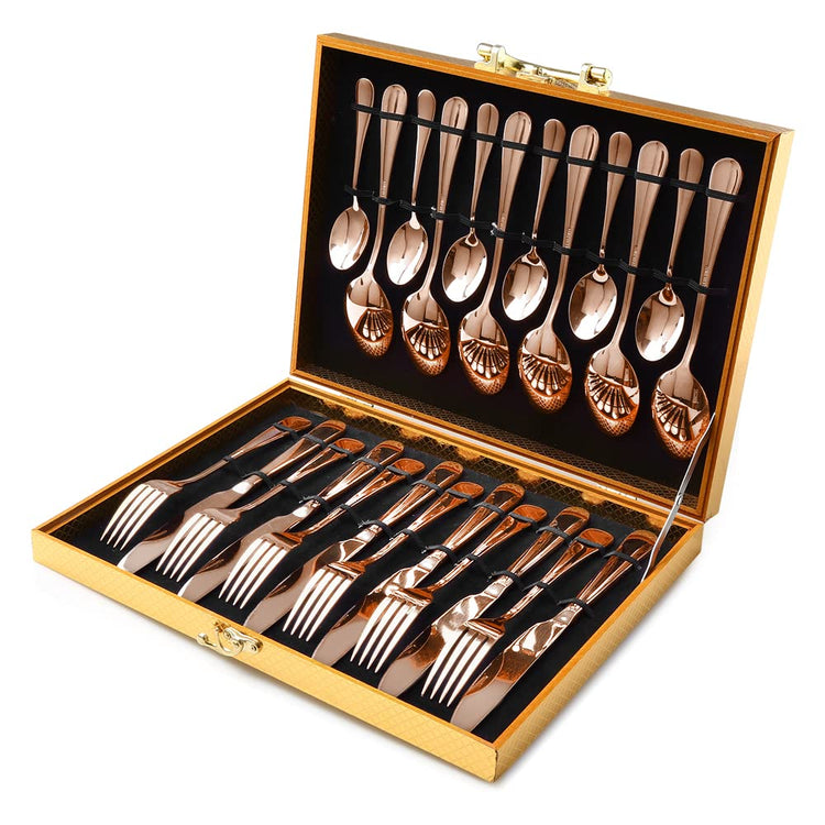 Copper Rose Gold Silverware Set (6 Count)