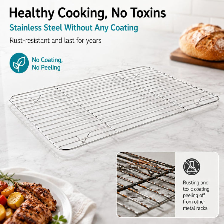 Cooling Rack Silver Stainless Steel Baking Rack for Oven (4 Count)
