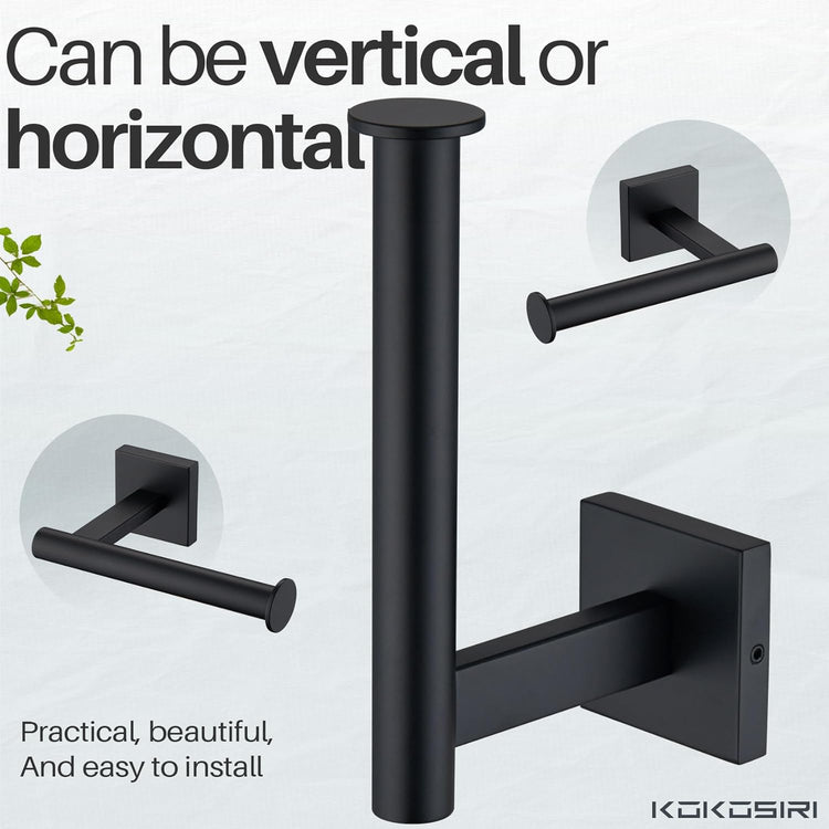 KOKOSIRI Toilet Paper Holder for Bathroom Toilet Roll Holder Hold Mega Rolls Wall Mounted, Matte Black Stainless Steel 2 Pack, B2008BK-P2