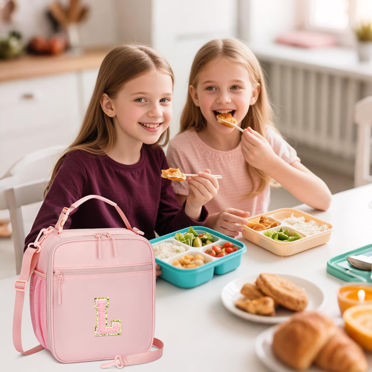 Lunch Box Kids Large Initial Insulated Lunch Bag for Girls