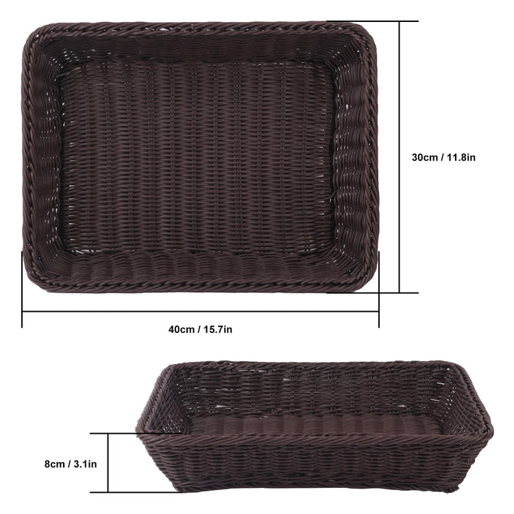 5 Pack 16 Inch Deep Coffee Wicker Bread Basket (5 Count)