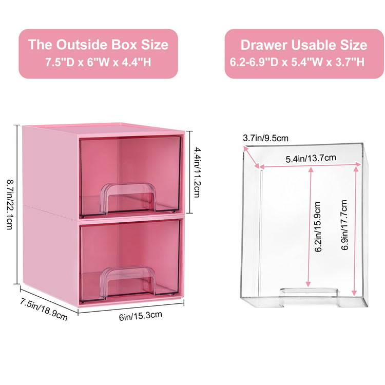 4 Pack Small Clear Stackable Storage Drawers (4 Count)