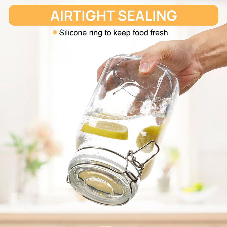 50oz Glass Food Storage Jars with Airtight Clamp Lids (3 Count)