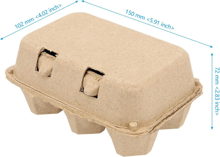 50 Pack Empty Egg Cartons Bulk,6 Count Pulp Fiber Egg Tray Holder Eggs Storage Containers for Family, Farm