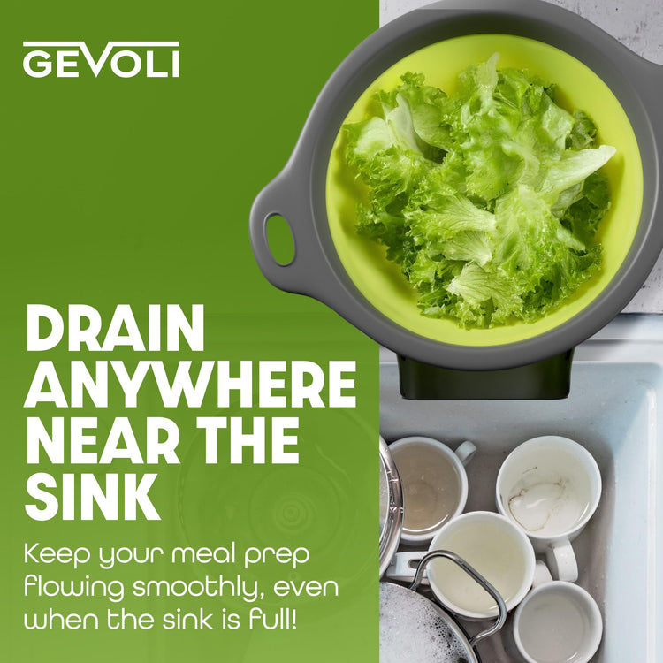 Large Collapsible Colander with Self Draining Base