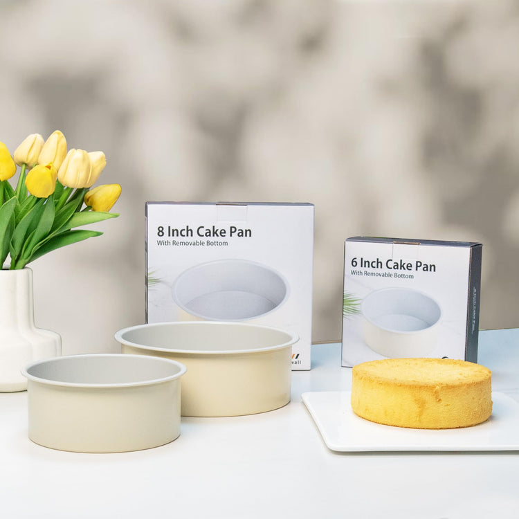 8 inch Cake Pan Removable Bottom Carbon Steel with Nonstick Coating Chiffon Cake Tin Round Shaped Cheese Cake Mould for Baking