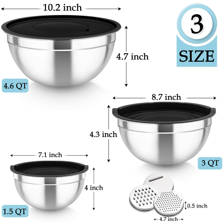 Mixing Bowls Stainless Steel Nesting Salad Bowls Set (6 Count)