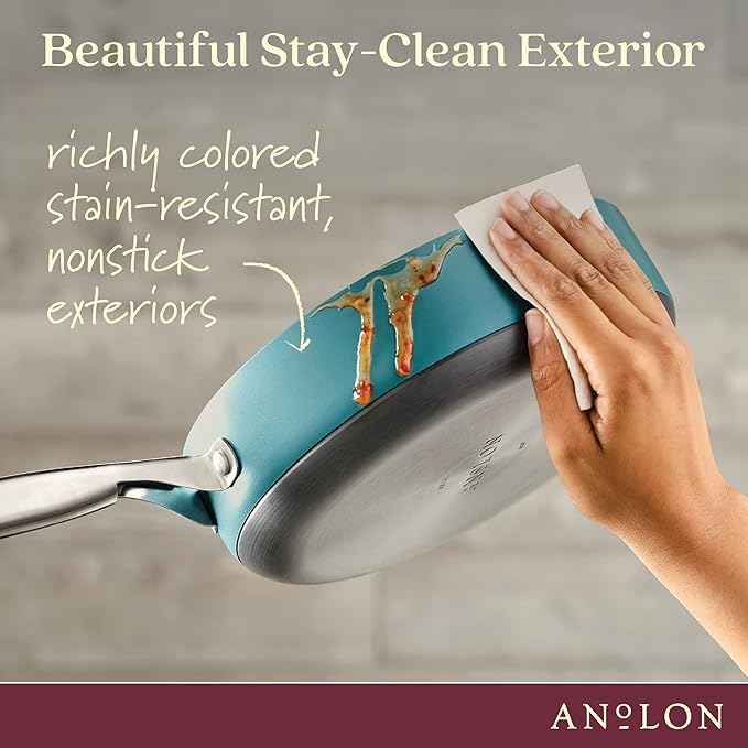 Anolon Achieve Hard Anodized Nonstick Sauté Pan with Lid, 3 Quart - Teal