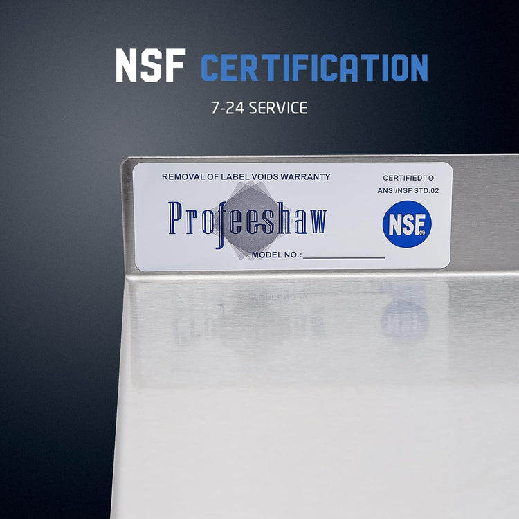 Profeeshaw NSF Stainless Steel Shelf 14” x 48”, 350 lb Commercial Shelves Wall Mounted Metal Shelving with Backsplash and 2 Brackets for Restaurant, Bar, Utility Room, Kitchen and Garage