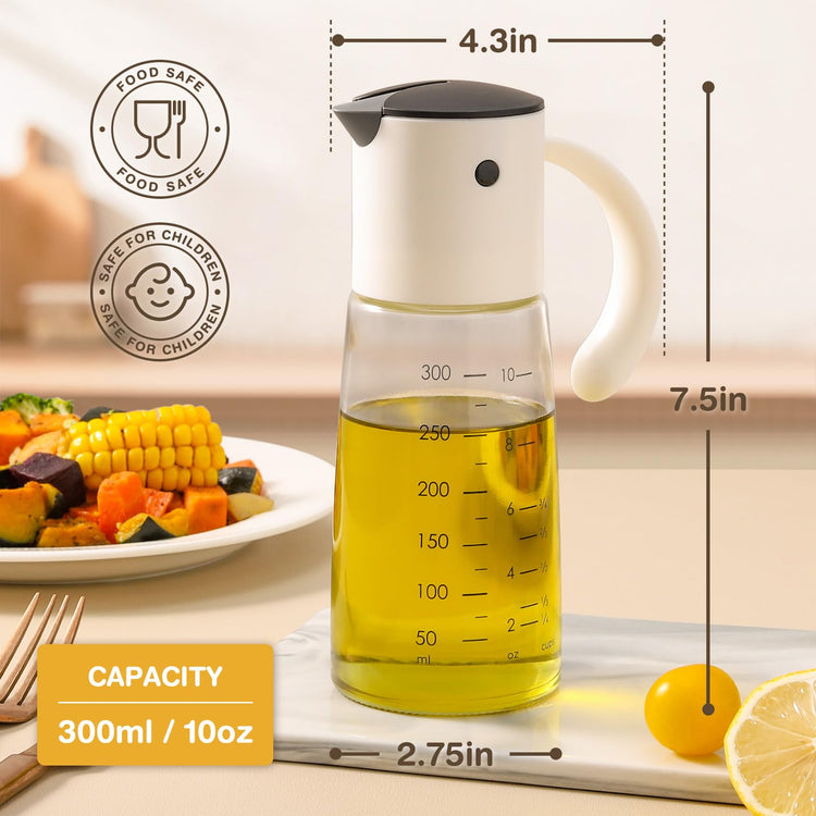 Glass Olive Oil Dispenser Bottle Set 10 oz Yellow White (2 Count)