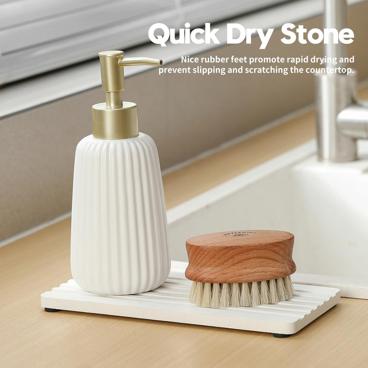 2PCS Diatomite Quick Stone Drying Tray Mat for Bathroom & Kitchen Counter (2 Count)