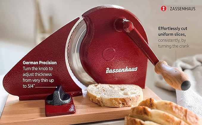 Zassenhaus Original Classic Adjustable Bread Slicer for Uniform Slices - Bread Slicer for Homemade Bread - 18/8 Stainless Steel Blade Sourdough Cutter - Gray, 11.75" x 8"