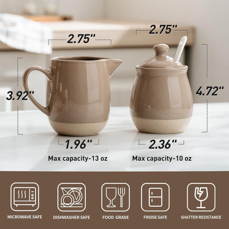 Ceramic 10oz Sugar Bowl & 13oz Creamer Set
