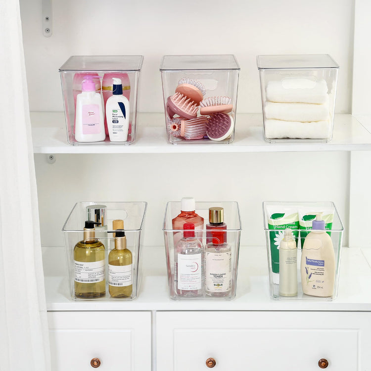 8 Pack Clear Stackable Storage Bins with Lids and Handles (8 Count)