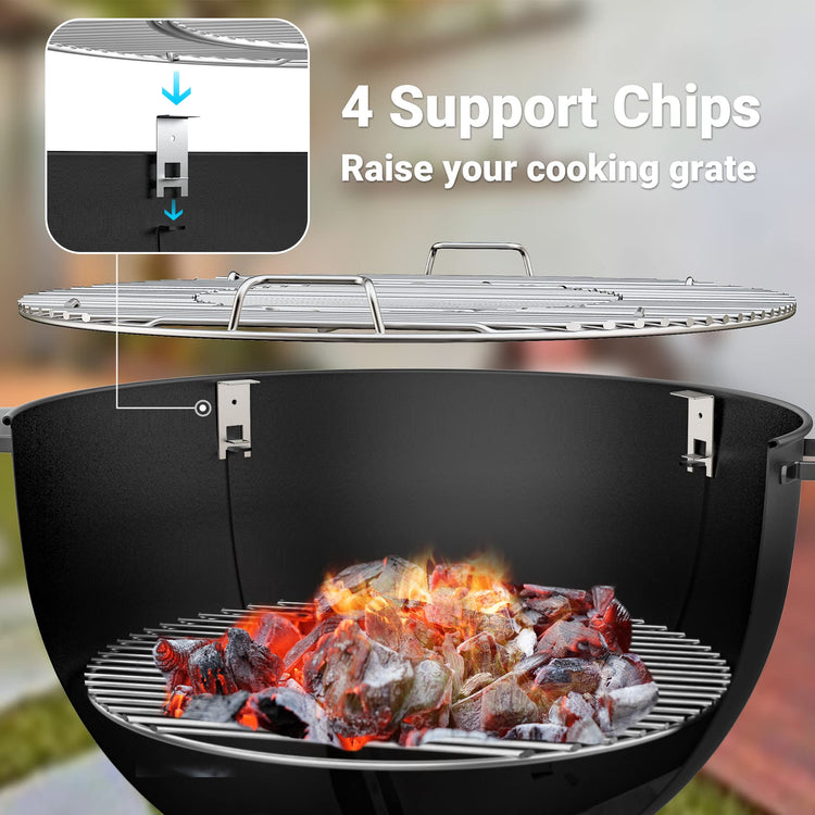 Stainless Steel Pizza Ring Kit for Weber 22" Kettle Charcoal Grill
