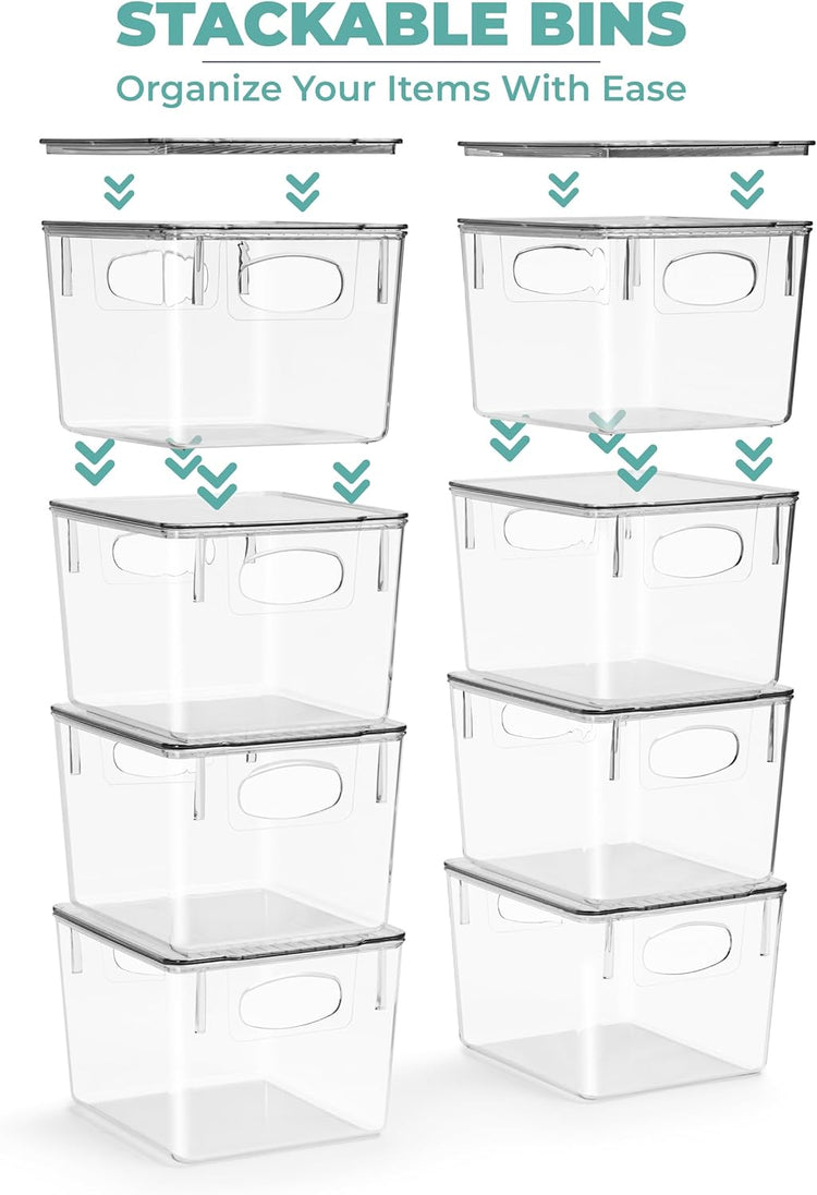 Sorbus Medium Clear Plastic Storage Bins with Lids, Clear Stackable Storage Bins, Clear Toy Storage Bins, Clothes, Medicine, Makeup, Closet, Art Supply, Bathroom, Shoe, Toy Storage Organizer (8 Pack)