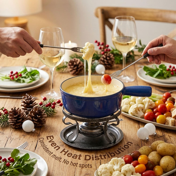 10 Piece Cast Iron Cheese Fondue Pot Set