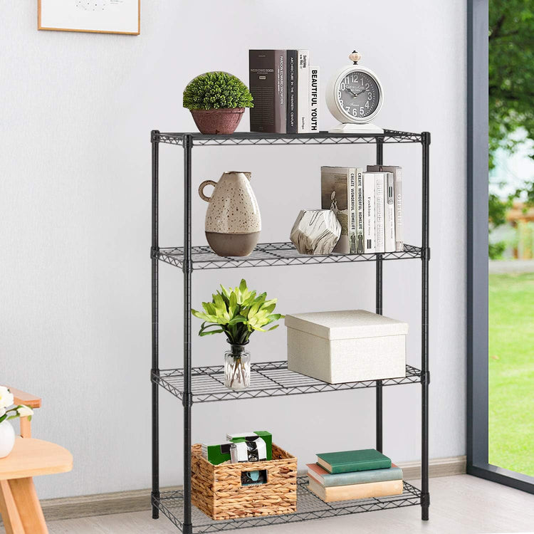 36" L×14" W×54" H Commercial Wire Shelving Unit Metal Shelf with 4 Tier Adjustable Layer Rack Strong Steel for Restaurant Garage Pantry Kitchen Garage,Black