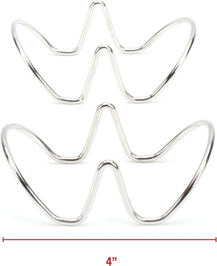 2LB Depot Taco Holder Set with 2 Stackable Stainless Steel Stands, Each Rack Holds 2 Hard or Soft Tacos, Five Styles Available, Perfect for Home and Restaurants