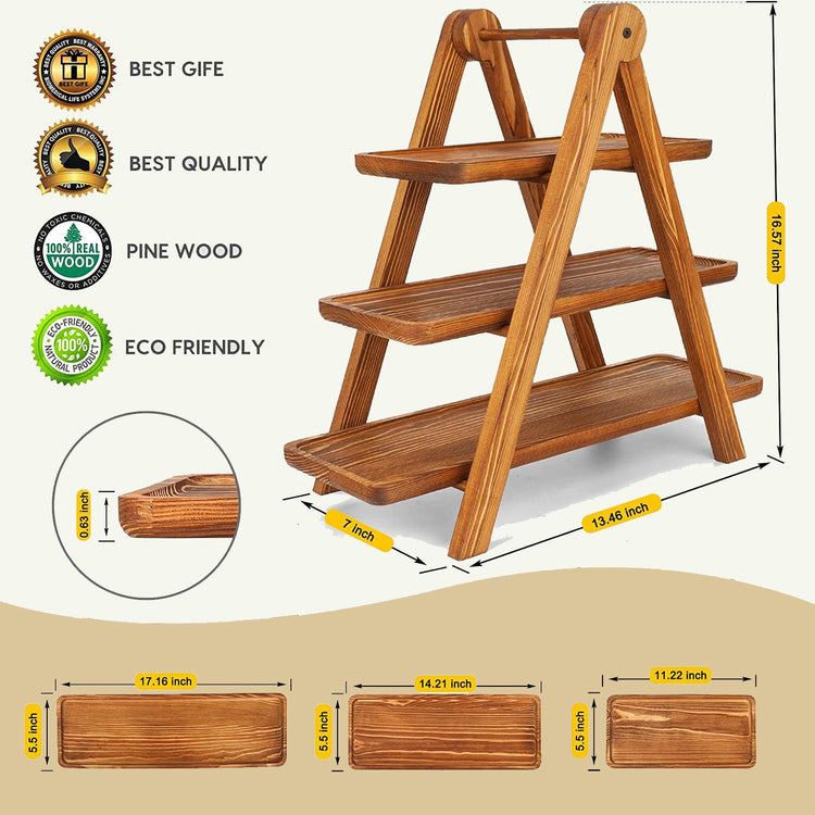 Wooden 3 Tier Serving Tray