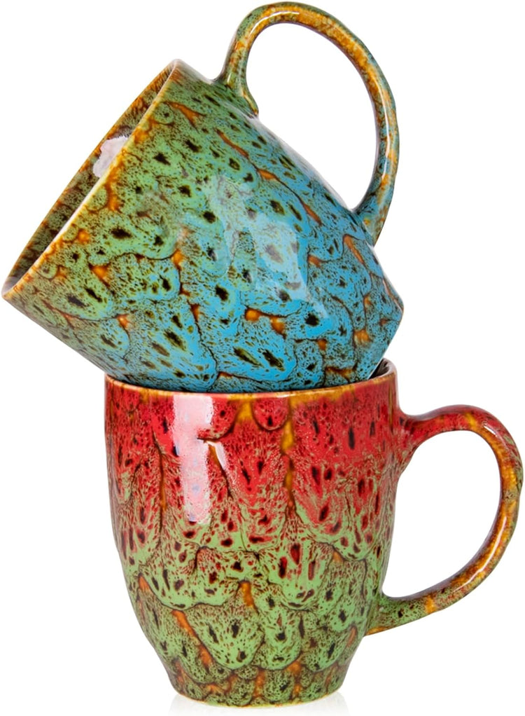 Set of 2 Durable 16 oz Coffee Cups, Large Coffee Mugs with Ergonomic Handle, Ceramic Mugs Dishwasher & Microwave Safe, Ideal Tea Mugs for Home, Office, Gifts (coffee, Tea, Hot Cocoa, Latte Cup)